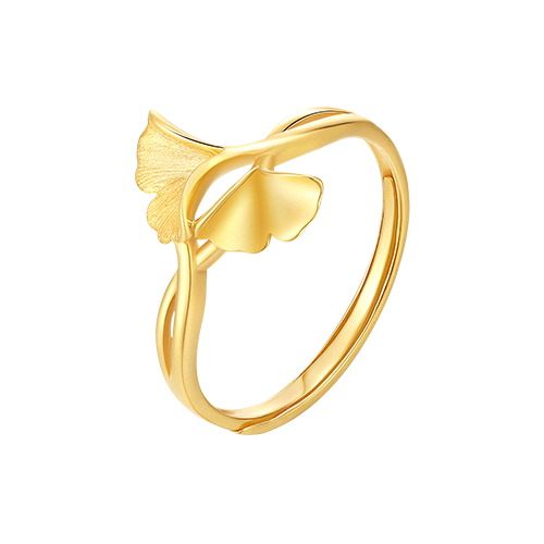 Bague ajustable exquise en or 18 carats avec feuille de ginkgo pour elle – Un cadeau de haute joaillerie inspiré de la nature