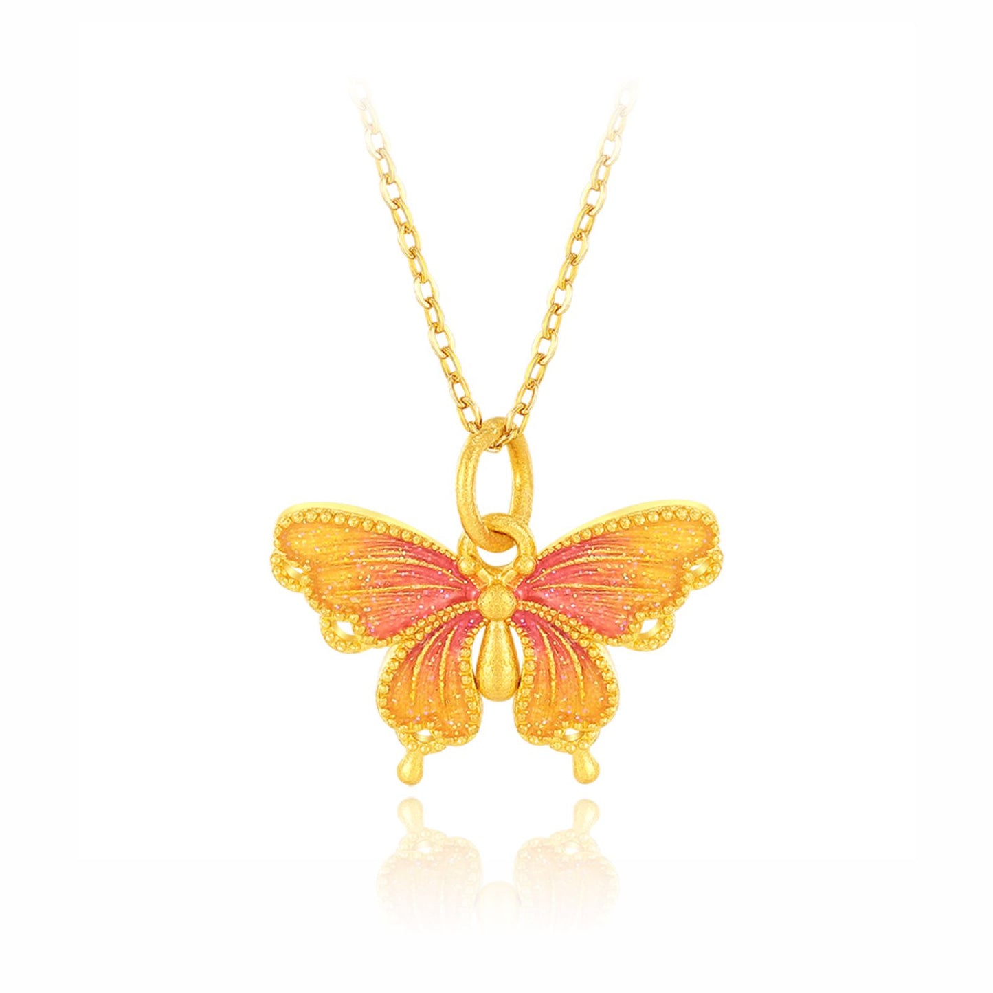 Collier pendentif papillon en or 24 carats SUNFEEL, pendentif étoile rose, bijoux en or massif véritable, cadeaux pour femmes