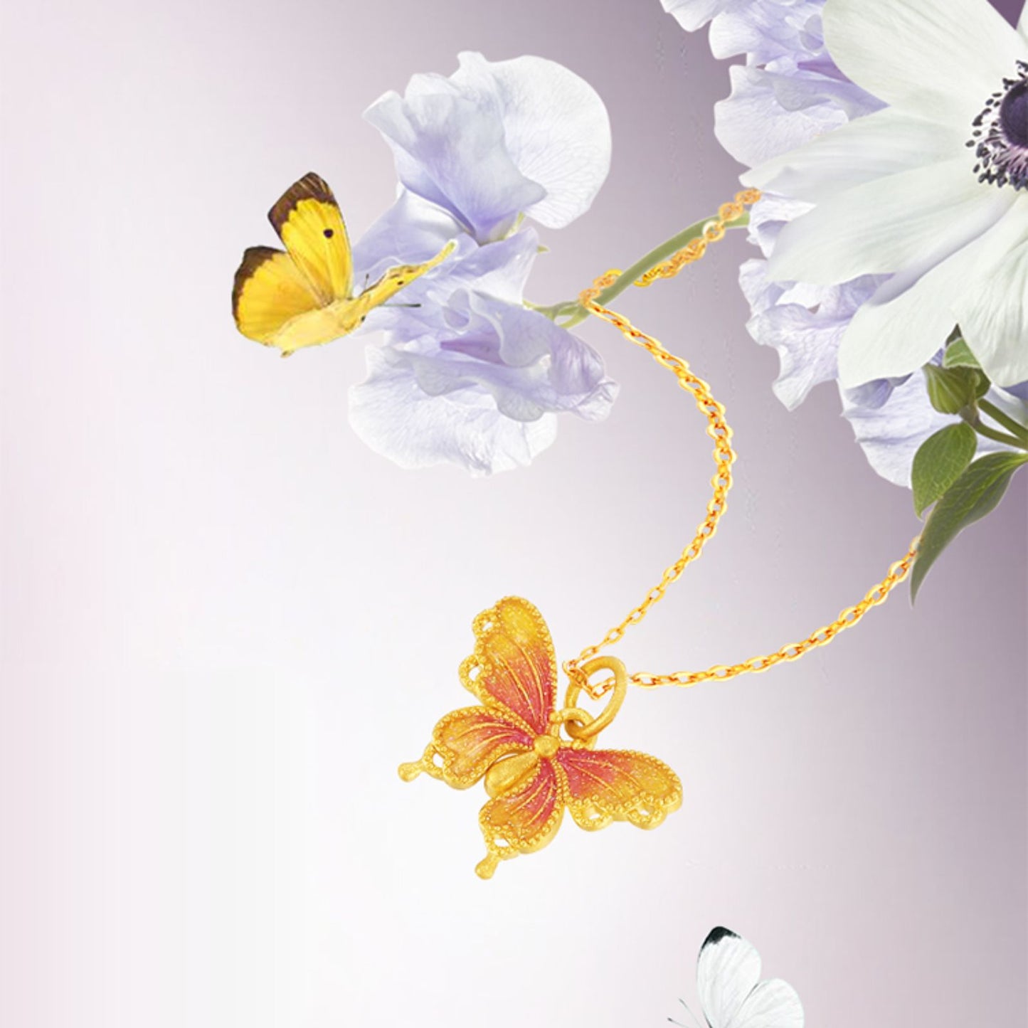 Collier pendentif papillon en or 24 carats SUNFEEL, pendentif étoile rose, bijoux en or massif véritable, cadeaux pour femmes