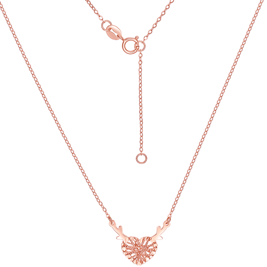 SUNFEEL's 18K Gold "One Deer, One You" Pendant Necklace with Red Gold Heart: A Thoughtful Gift for Your Beloved