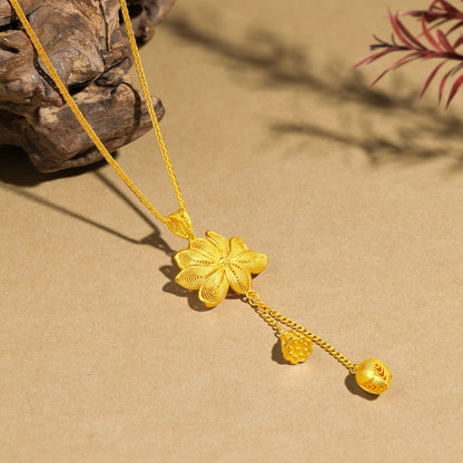 SUNFEEL 24K Gold Filigree Lotus Pendant Golden Lotus Necklace Pendant Jewelry Gifts