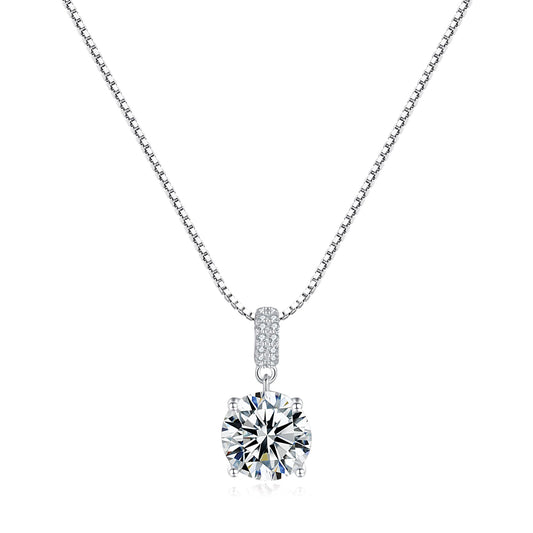 SUNFEEL Sterling Silver Necklaces 2 Carats Cubic Zirconia Necklace Dainty Jewelry Gifts for Mom Wife Girlfriend Bridal for Prom Wedding Anniversary Birthday
